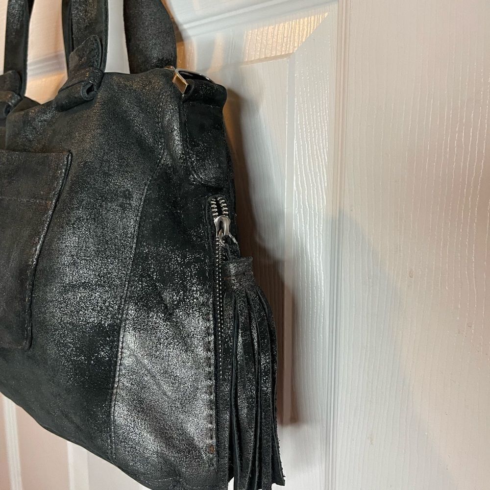 Carla Mancini black metallic silver Medium Satchel bag silver tone hardwares - Picture 4 of 15